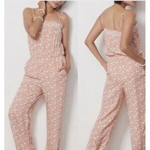 Faherty Renata Jumpsuit Coral Nusa Floral Pink Size S NWT! $178 Removable Straps